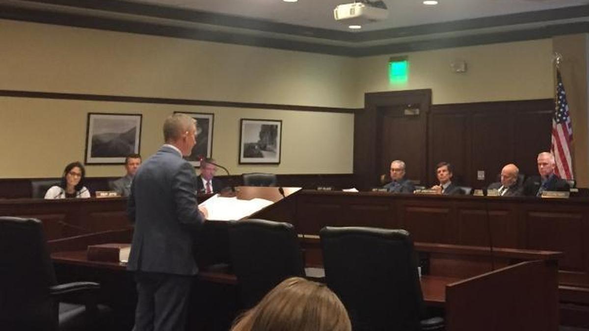 House Minority Leader Mat Erpelding, D-Boise, presents his bill requiring the state to exit the Interstate Crosscheck Voter Registration Program to the House State Affairs Committee on Friday, Feb. 9, 2018.