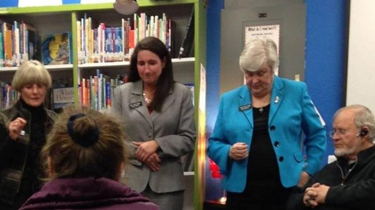 Ada County’s District 18 delegation, Sen. Janie Ward-Engelking, left, and Reps. Ilana Rubel, center, and Phylis King, right, during a town hall meeting.