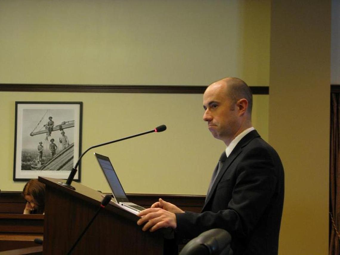 Rep. Luke Malek, R-Coeur d’Alene, seen in 2013, when he sponsored legislation to make battery on health care workers a felony. A hospital in Malek’s district had “an emergency department physician punched in the kidney by a patient who was unhappy with the course of his treatment,” Kootenai Medical Center’s trauma and emergency director testified. The bill died in the Senate in 2013, but Malek brought it back with a co-sponsor in 2014 and it passed.