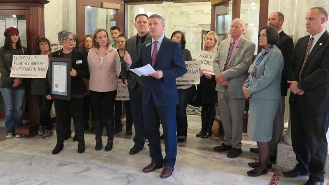 Rep. Brent Crane, R-Nampa, joined advocates against human trafficking and a handful of other lawmakers Jan. 11 at a Statehouse news conference to announce planned legislation.