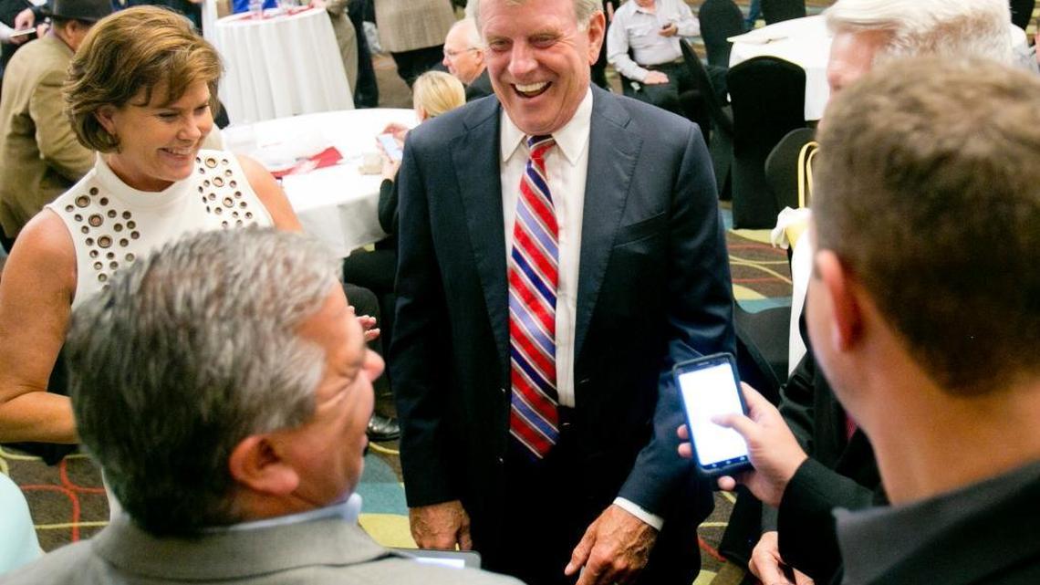 Idaho Gov. Butch Otter and first lady Lori Otter at the GOP event at the Riverside Hotel. Candidates endorsed by Otter had mixed results Tuesday.