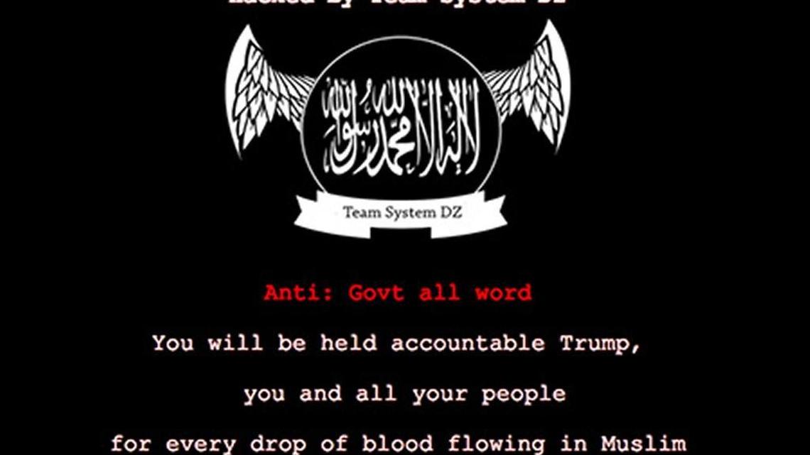 A screenshot of the page hackers installed on government websites in Idaho and several states since the weekend. The Idaho Treasurer’s office main website and three other related sites briefly were hacked with the anti-Western, pro-Islamic State messaging before they were fixed, but due to security settings, site visitors might not have seen the hacked pages.