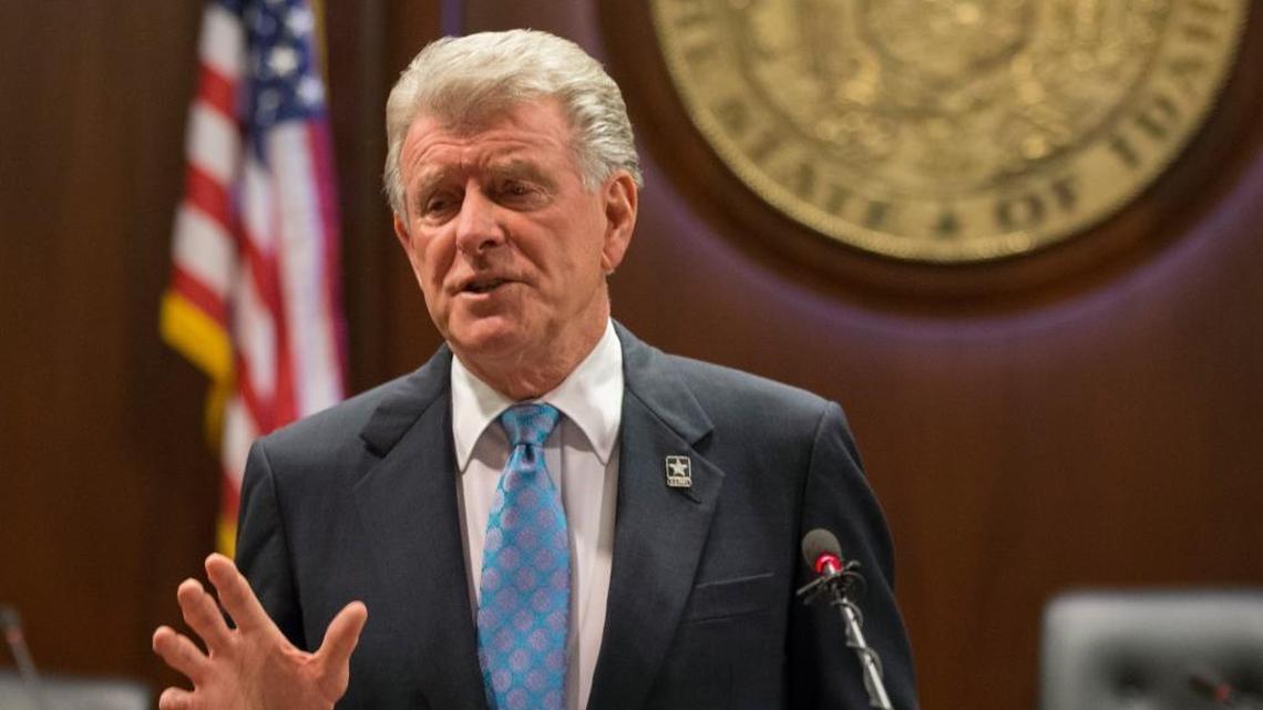 Idaho Gov. Butch Otter speaks to reporters about the coming 2018 legislative session at the State Capitol building Friday, Jan. 5, 2018 in Boise.