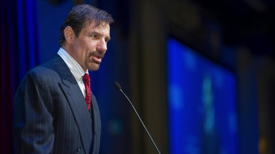 In this May 30, 2015 photo, Henry T. Nicholas III talks during the Nicholas Academic Center's 2015 Graduation ceremony at the Disneyland Hotel in Anaheim, Calif. After his sister was murdered, Nicholas III spent millions to enshrine a so-called bill of rights for crime victims into California's constitution. Now, he is taking his effort across the nation, spending millions on teams of lobbyists and PR companies to influence legislatures and amend state constitutions all over the country.