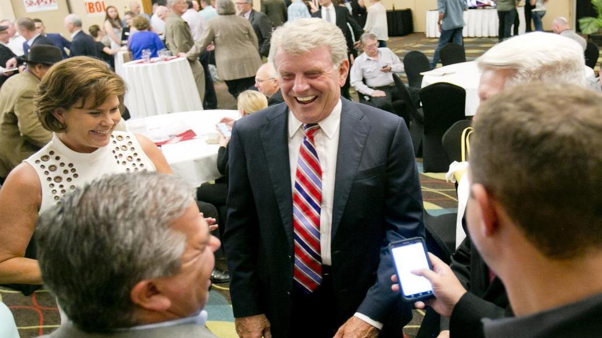 Idaho Gov. Butch Otter and wife Lori at a Republican election night party in Boise last May.