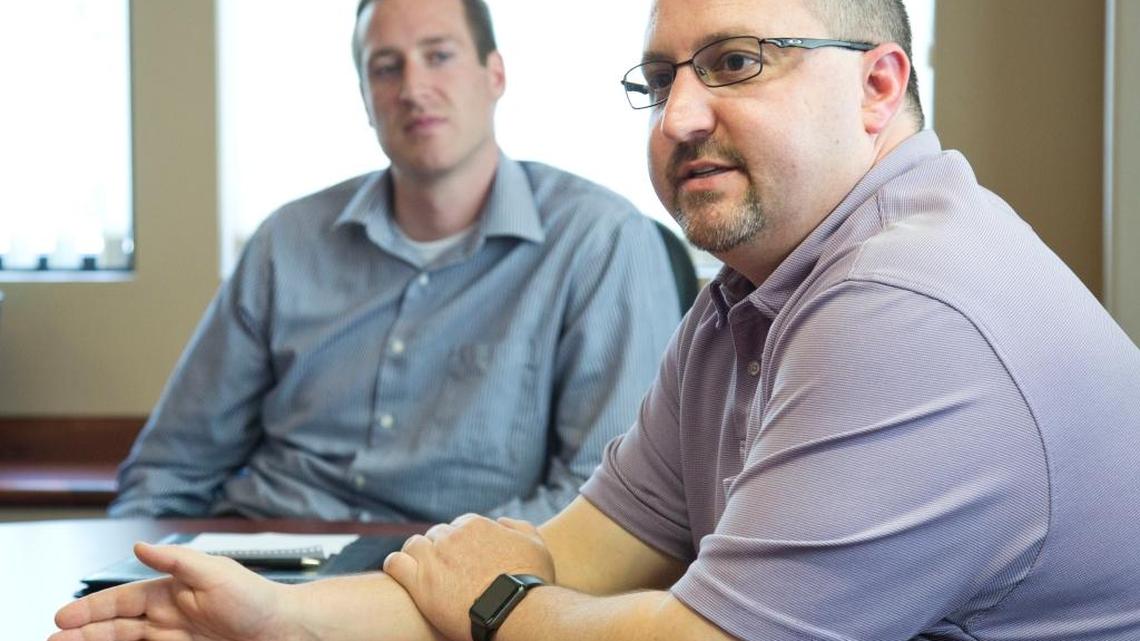 Travis Schaat, left, and Chris Priest are two former state employees who were dismissed from the Idaho Treasurer’s Office. Priest is suing for wrongful dismissal.