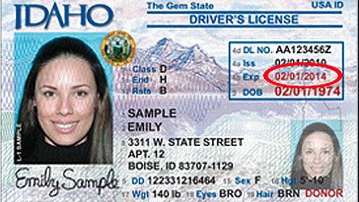 A sample Idaho driver’s license.