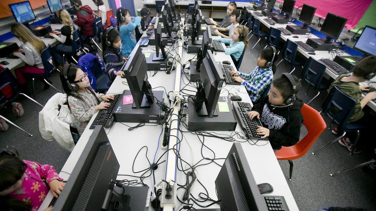Students at Gateway Elementary School in Boise take a computerized test in December 2013.