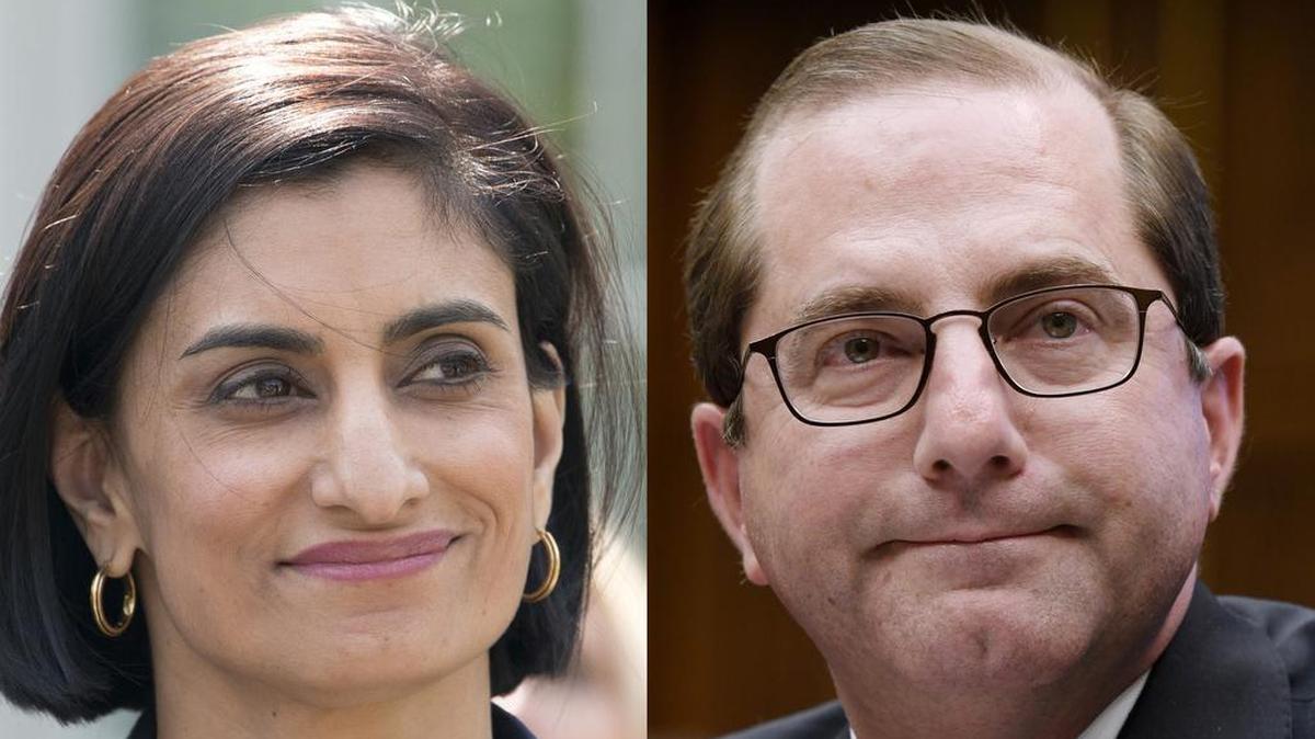 Centers for Medicare and Medicaid Services Administrator Seema Verma, left, and Health and Human Services Secretary Alex Azar.