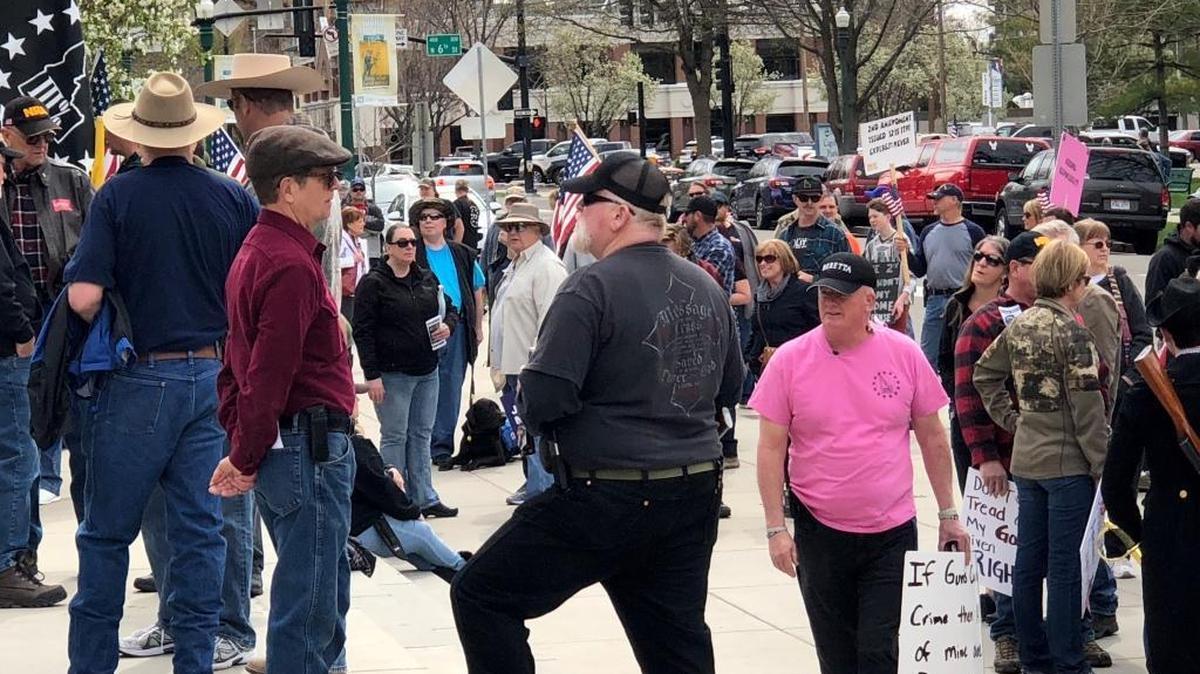 Idahoans supporting gun rights gather in April 2018 at the Americans for America rally at the Capitol in Boise.