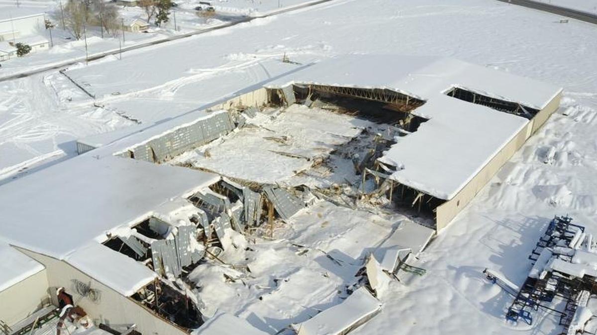 A recent roof collapse at Partners Produce in Payette.