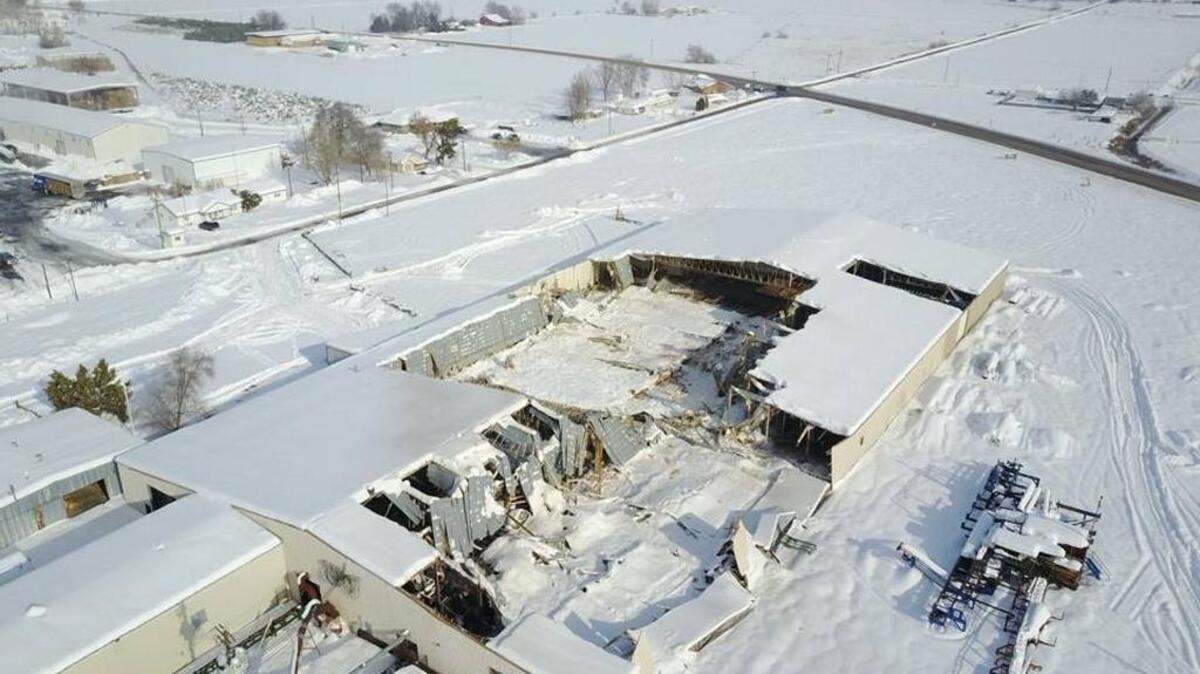 A recent roof collapse at Partners Produce in Payette.
