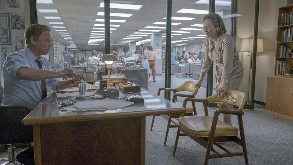 Meryl Streep as Katharine Graham, right, and Tom Hanks as Ben Bradlee in “The Post.”