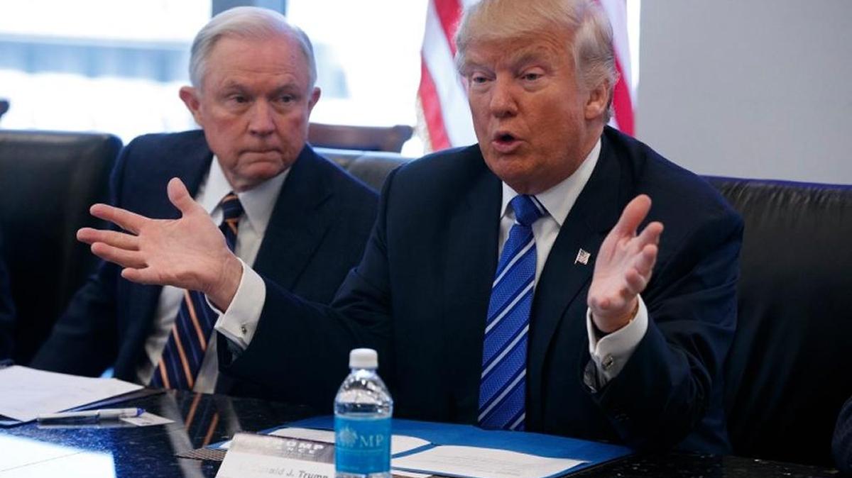 The Denver Post wonders in an editorial what the Trump administration policy will be regarding legalized marijuana, which is a $1 billion business in Colorado. Trump and his U.S. Attorney General nominee, Sen. Jeff Sessions, R-Ala., were photographed here in October in New York. How they feel about tightening pot laws could have a huge impact since several states have legalized marijuana. (AP)