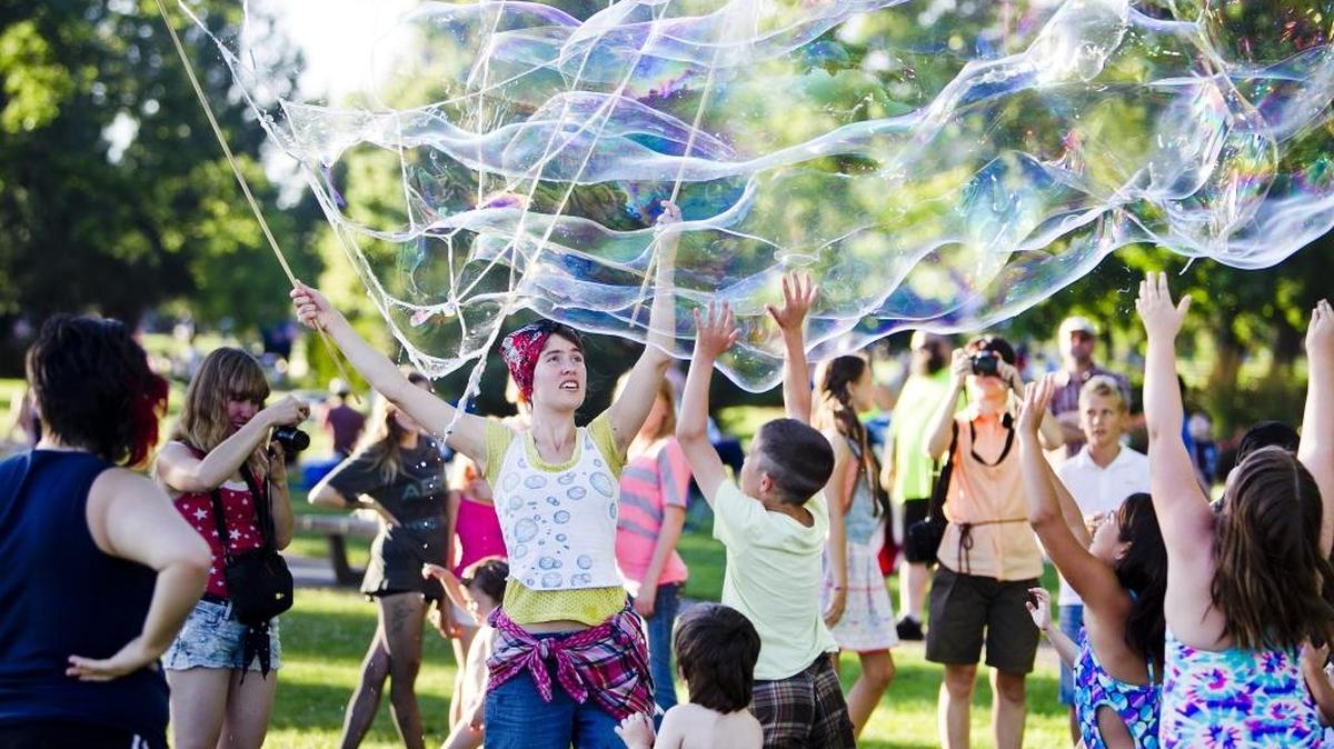 Summer is the Boise Sweet Spot on the calendar. Here, Brinna Denoble with Bubbletime! creates bubbles for children before Boise’s 2016 Fourth of July fireworks celebration.