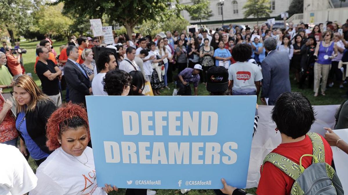 Immigrant rights supporters gather at the U.S. Capitol in Washington in September.