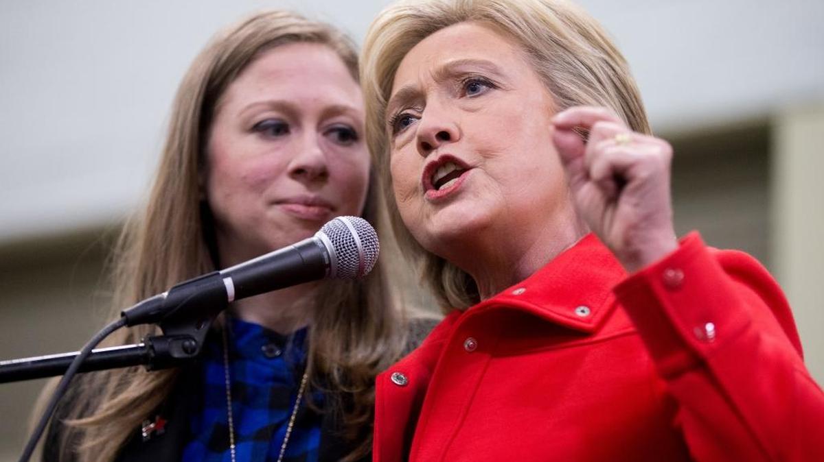 Democratic presidential candidate Hillary Clinton, accompanied by her daughter Chelsea Clinton, speaks at the African American Festival, I'll Make Me a World Celebration Day at the Iowa Events Center in Des Moines, Iowa, Saturday, Jan. 30, 2016. (AP)
