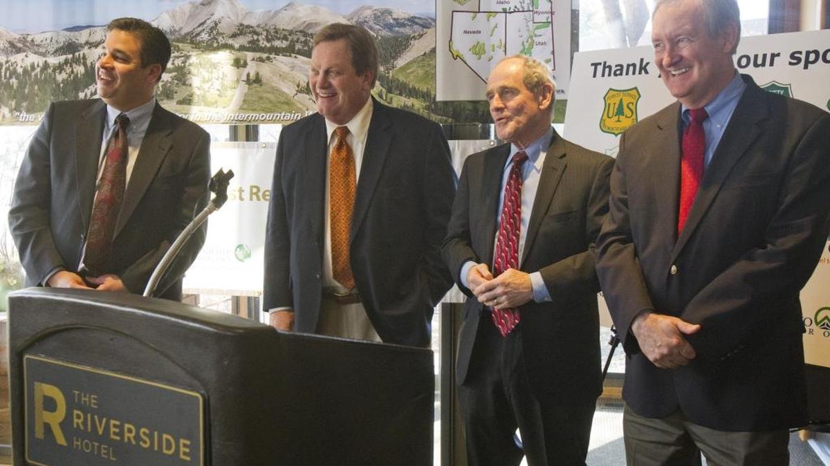 “A more competitive tax code better enables capital formation, resulting in new companies being formed, staying here and expanding job opportunities,” Idaho’s congressional delegation writes in a joint column. From left, Reps. Raul Labrador and Mike Simpson, and Sens. Jim Risch and Mike Crapo at a press conference in 2014.