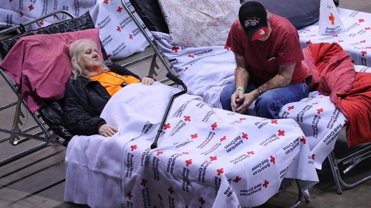 Thomas Lairsey, 71, and his wife Ann, 67, stayed at the Red Cross shelter at the Albany, Ga., Civic Center to ride out Hurricane Irma Sunday.