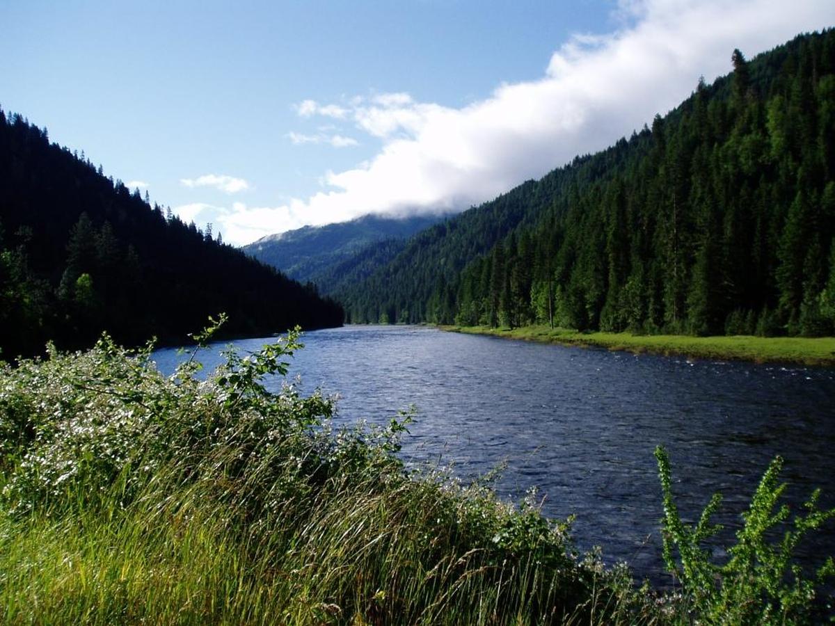 The Middle Fork of the Clearwater River offers impressive scenery from U.S. 12 in the Nez Perce-Clearwater Forest.
