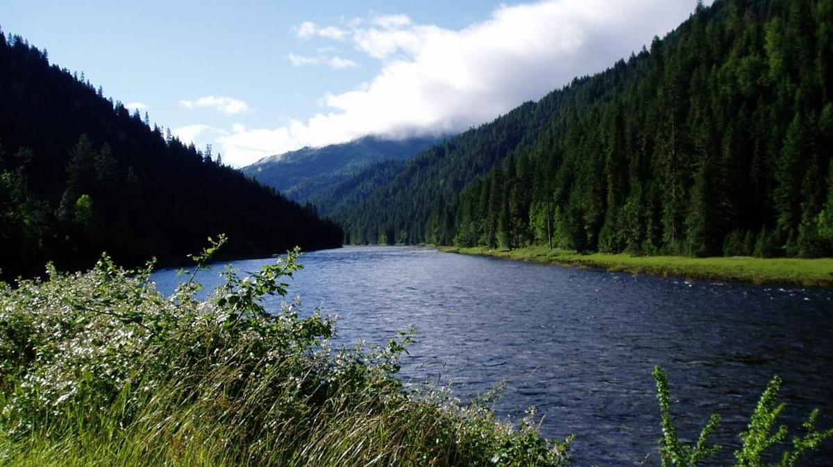The Middle Fork of the Clearwater River offers impressive scenery from U.S. 12.