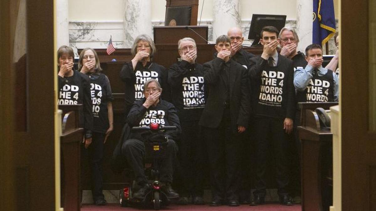 Add the Words protesters stand in the Senate chambers in 2015. The effort to get Republican lawmakers to add the words “sexual orientation” and “gender identity” to Idaho’s Human Rights Act has been fruitless for years.