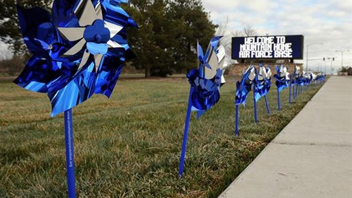 Pinwheels have been visible all over Idaho, including at Mountain Home Air Force Base.