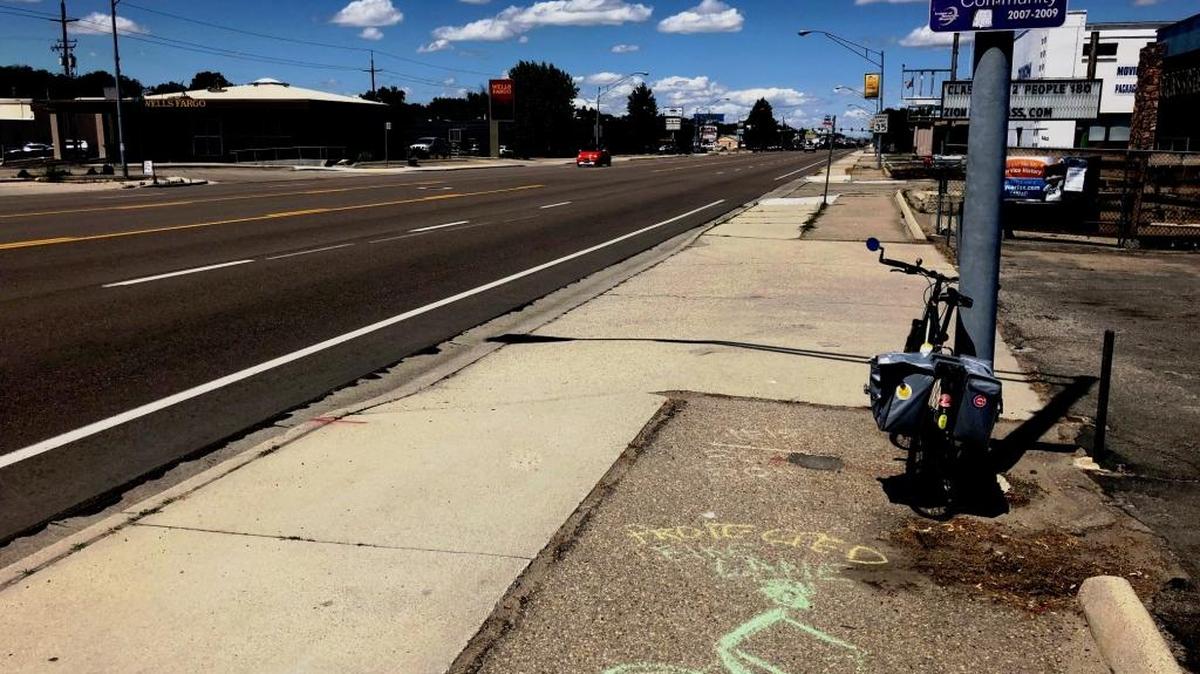 Don Kostelec’s photo showing where the protected bike lane once ran on Chinden Boulevard.