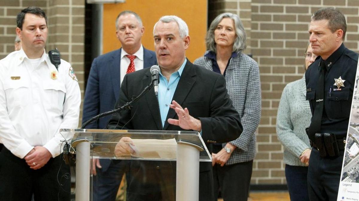 Mayor Bieter discusses the plan to clean up the Cooper Court area two weeks ago.