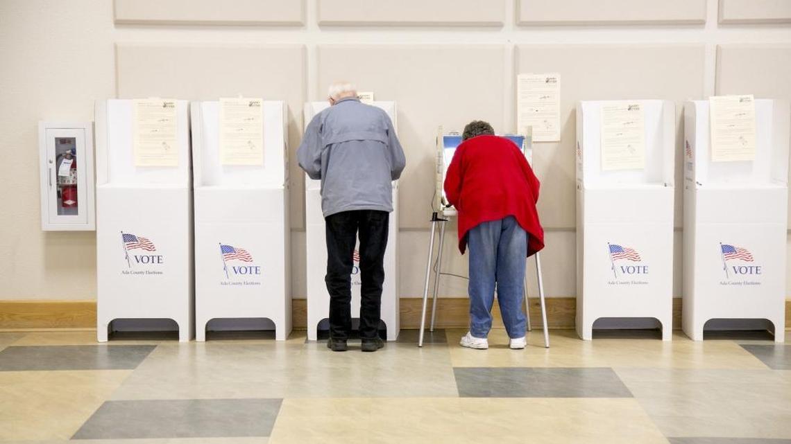 Voters cast ballots in the Boise School District bond election in March 2017.