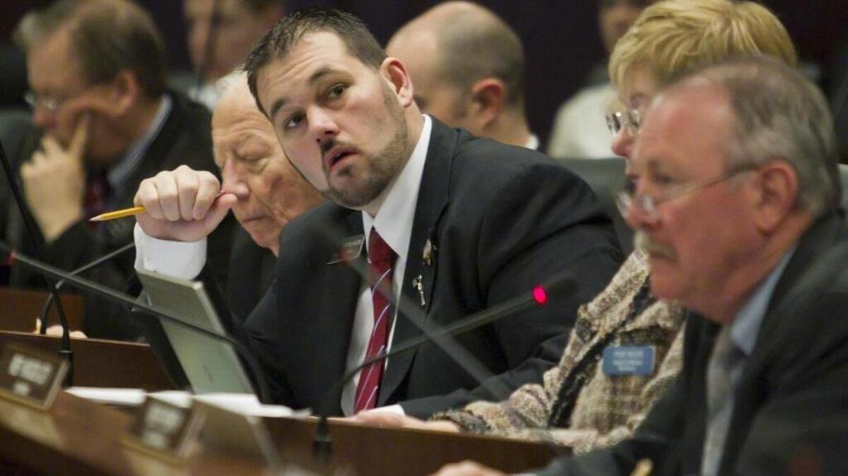 Rep. Brandon A. Hixon, R-Caldwell, in committee in March 2013. Then in his early 30s, Hixon was ambitious and viewed himself as a rising star in the Republican party.