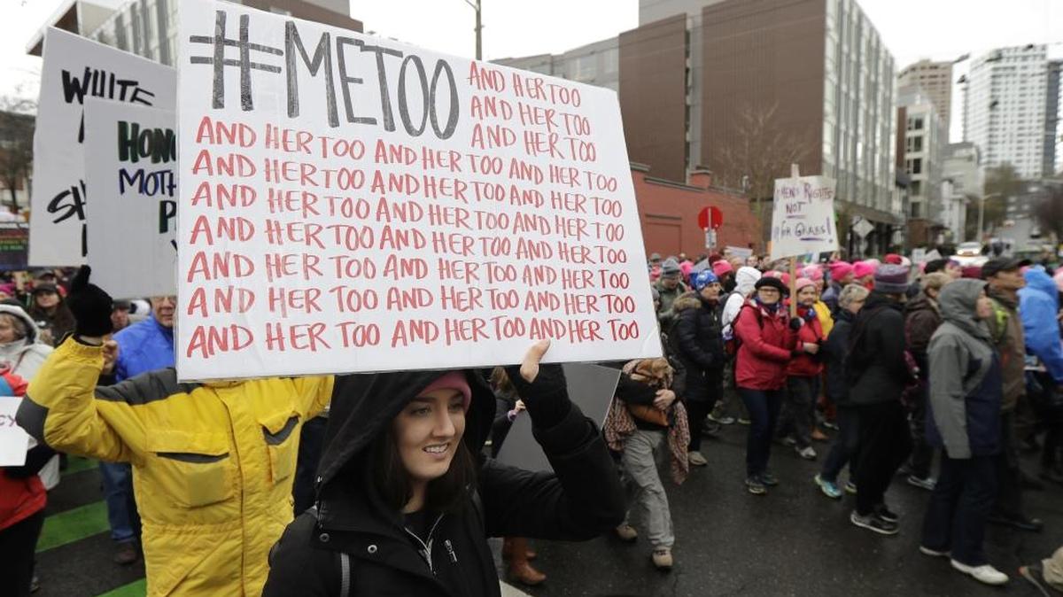 A marcher in Seattle Jan. 20.
