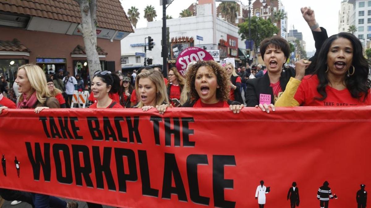 Women march against sexual assault and harassment at a #MeToo march in Hollywood on Nov. 12.