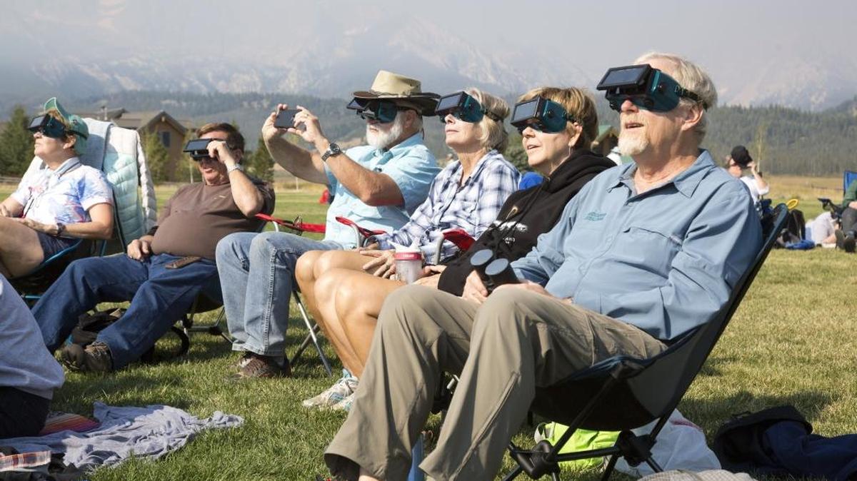 Harry Balling, with a dozen people from Texas, came to Stanley for the eclipse Aug. 21, among the dozens of thousands who visited rural Idaho. “Why not?” says Balling. “It doesn’t happen very often.”