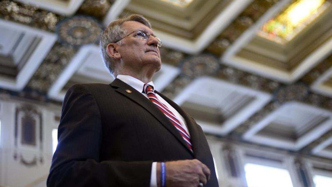 Oklahoma State Rep. Gary Banz, a Republican, at the state's Capitol in Oklahoma City last summer was among those advocating for a balanced budget amendment and pointing to a clause in Article 5 of the U.S. Constitution, which allows the states to sidestep Congress and draft their own constitutional amendments, as a way to do it. In order for this to happen 38 states would have to vote do join the effort. The Idaho Legislature is considering it. (Nick Oxford/The New York Times)