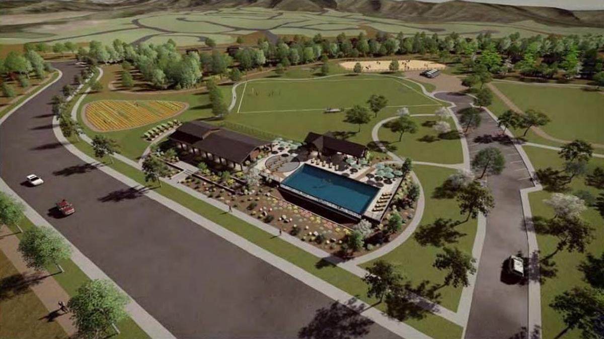 One of the Dry Creek Ranch Planned Community’s village centers would share recreational facilities with an elementary school, the land for which would be donated to the West Ada School District.