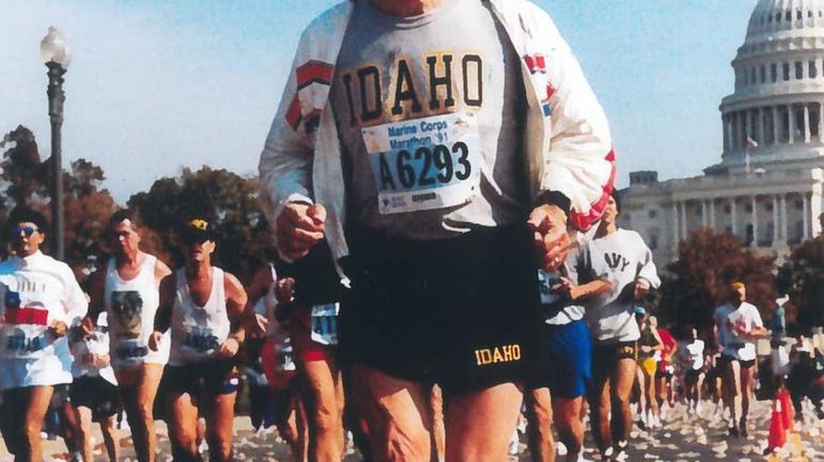 Former Congressman Orval Hansen on one of his runs back in the day.