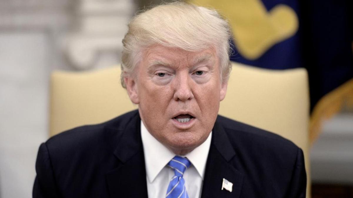 U.S. President Donald Trump speaks during a meeting with President Petro Poroshenko of Ukraine in the Oval Office of the White House Tuesday, June 20, 2017 in Washington, D.C. (Abaca Press/TNS)