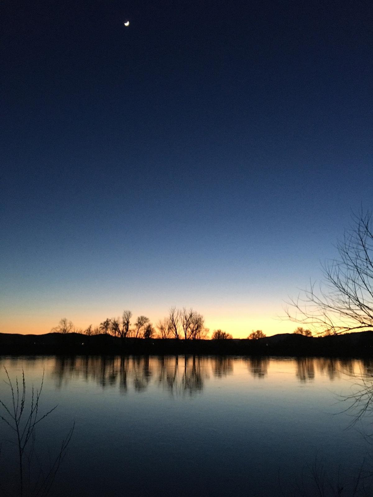 A crescent moon glows over the Snake River near Weiser on April 16. This would be our last night on the river, a bittersweet ending to an epic 206-mile journey.