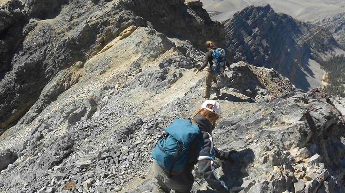 Climbers descend along Borah Peak’s Chickenout Ridge. Borah is actually four feet taller than traditionally thought, according to data from a new elevation measurement technique.