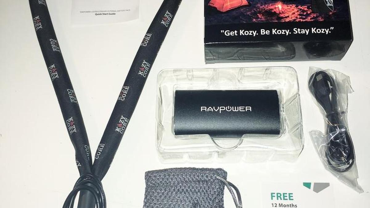 The Kozy Core package includes a battery from RAVPower that also works for charging personal electronics.