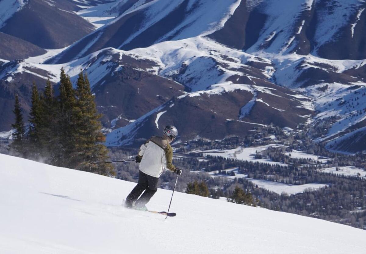 A skier on Bald Mountain at the Sun Valley Resort in Idaho.