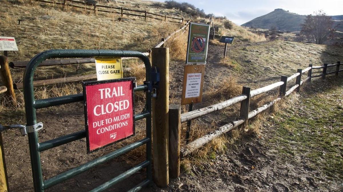 The Table Rock trailhead behind the Old Penitentiary was posted as closed Wednesday due to muddy conditions.
