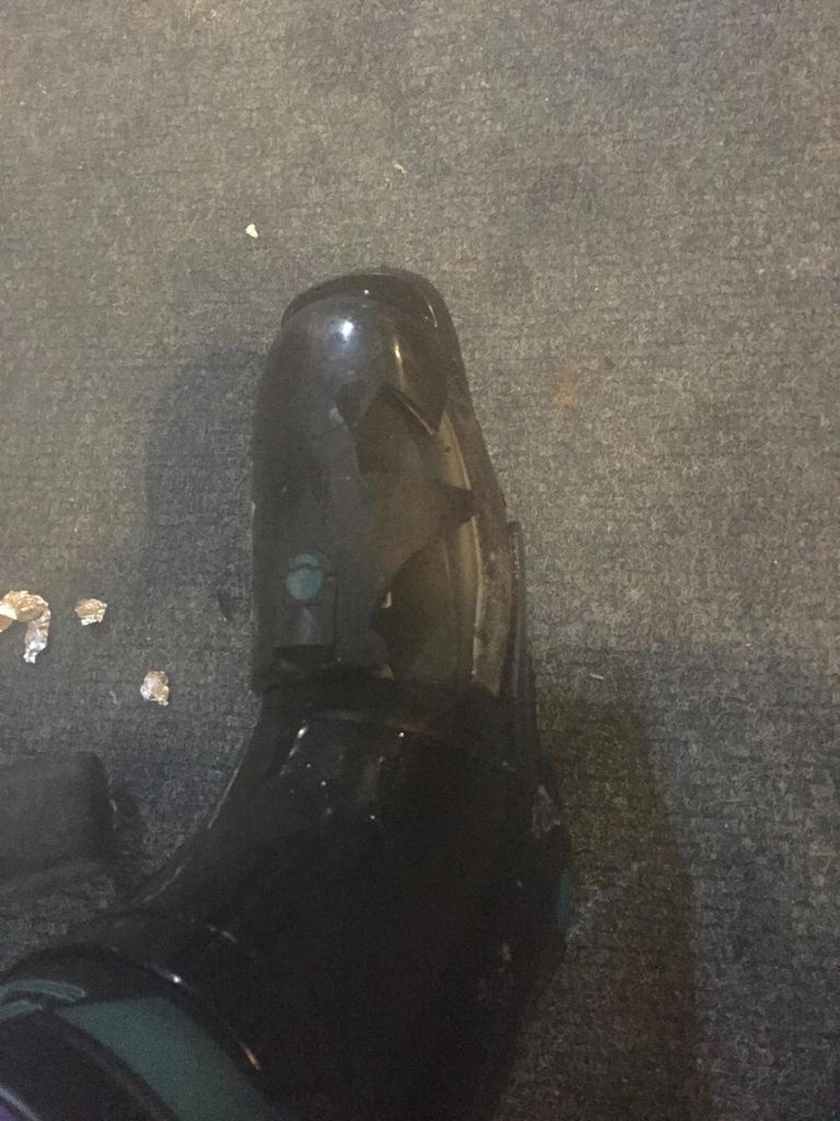 My shattered boot.