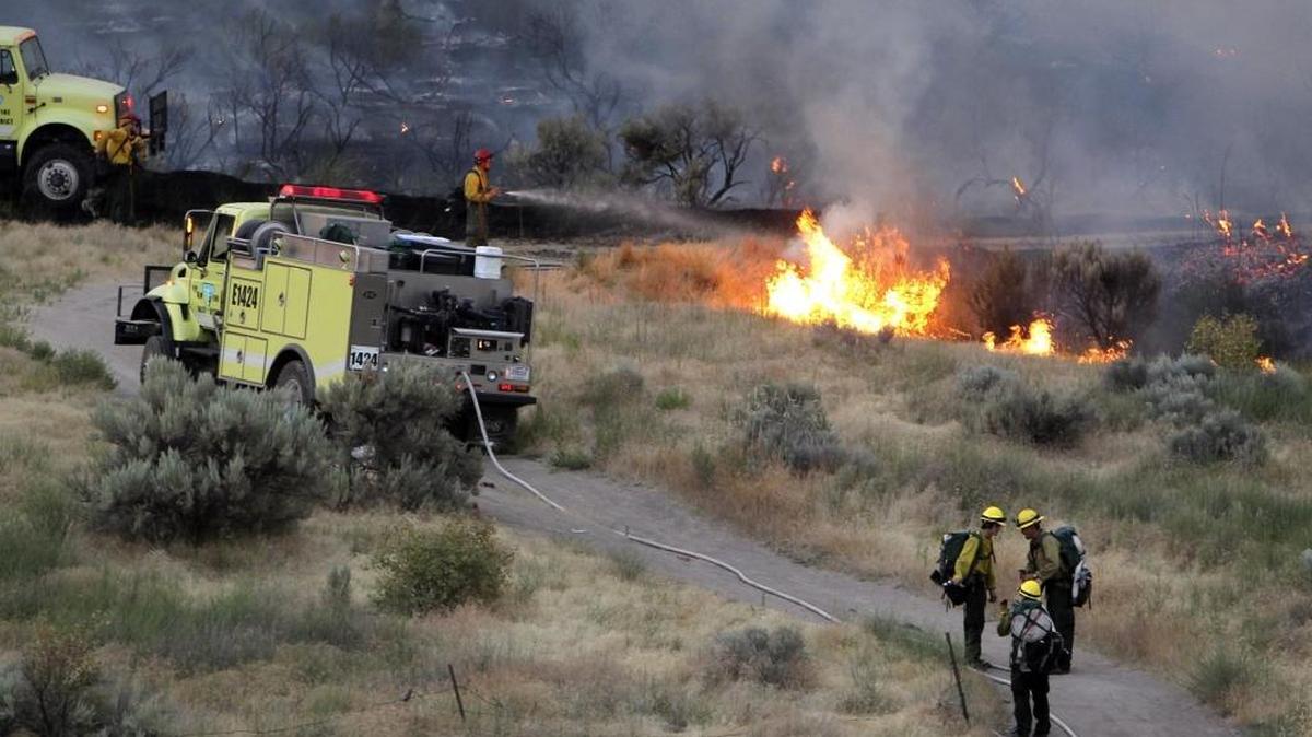 Two Idaho men pleaded guilty to wire fraud and other charges for allegedly rigging federal bids to use firefighting equipment similar to the Bureau of Land management trucks seen in this 2016 file photo near the Morningside Heights neighborhood in East Boise.