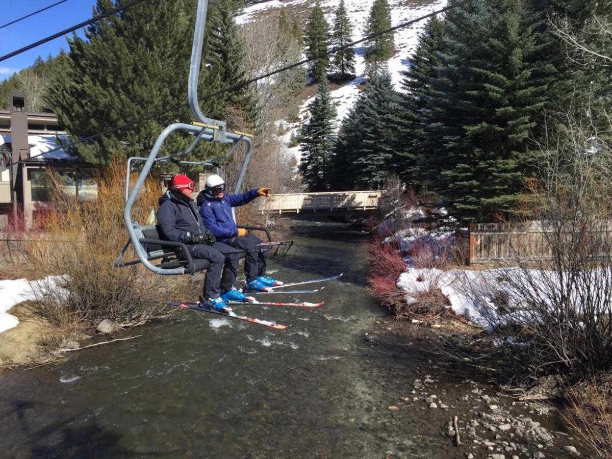 Oliver was hanging from the Challenger chairlift over Warm Springs Creek, about where this chair is, when the lift stopped the first time.