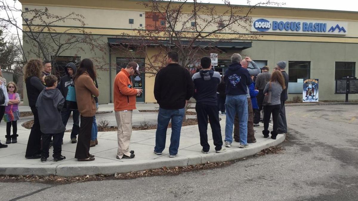 A line formed Monday at the offices for Bogus Basin Mountain Recreation Area as the annual season-pass sale began.