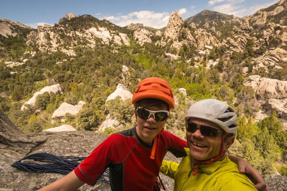 Michael Lanza and his son, Nate, climb at City of Rocks National Reserve in south-central Idaho.