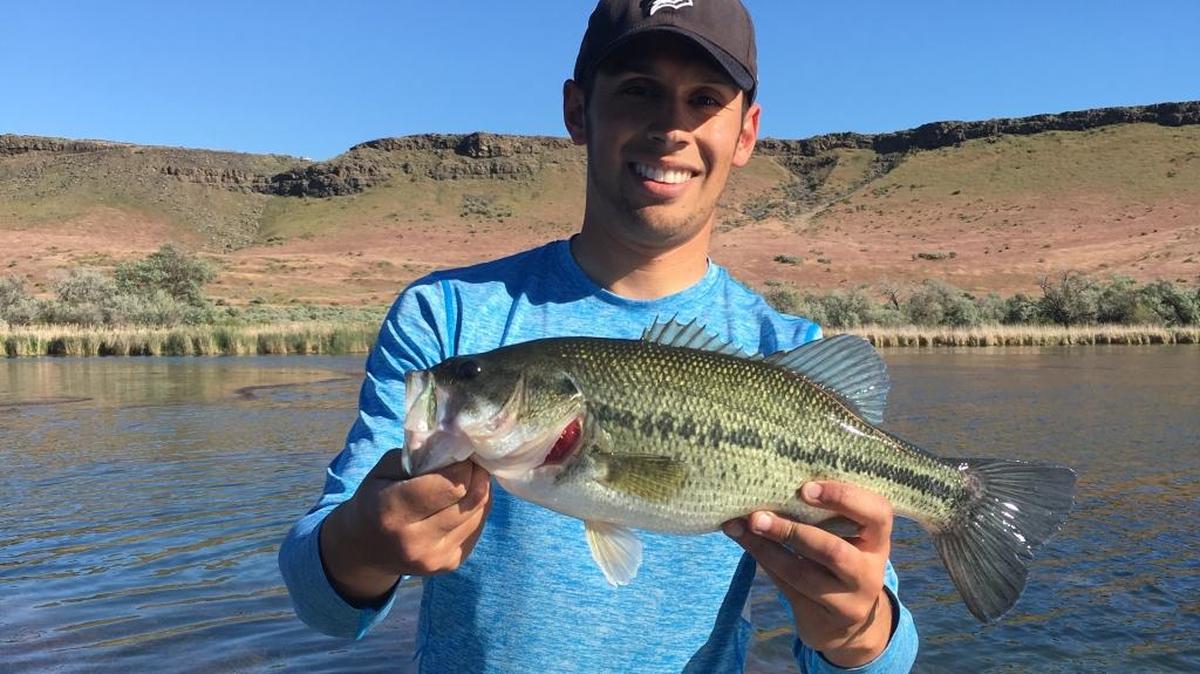 Pictured is a largemouth bass from Crane Falls, where fishing has been hot for bass, trout and panfish.