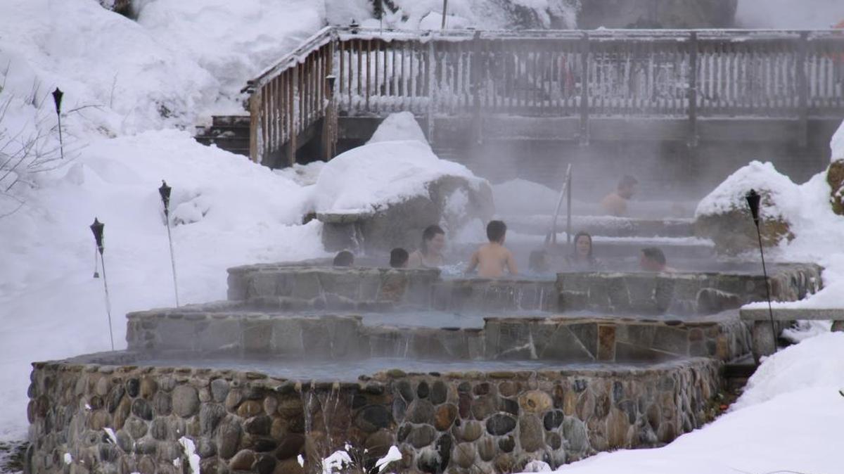 Don’t miss a winter soak at Gold Fork Hot Springs after a day in the snow at Ponderosa State Park.